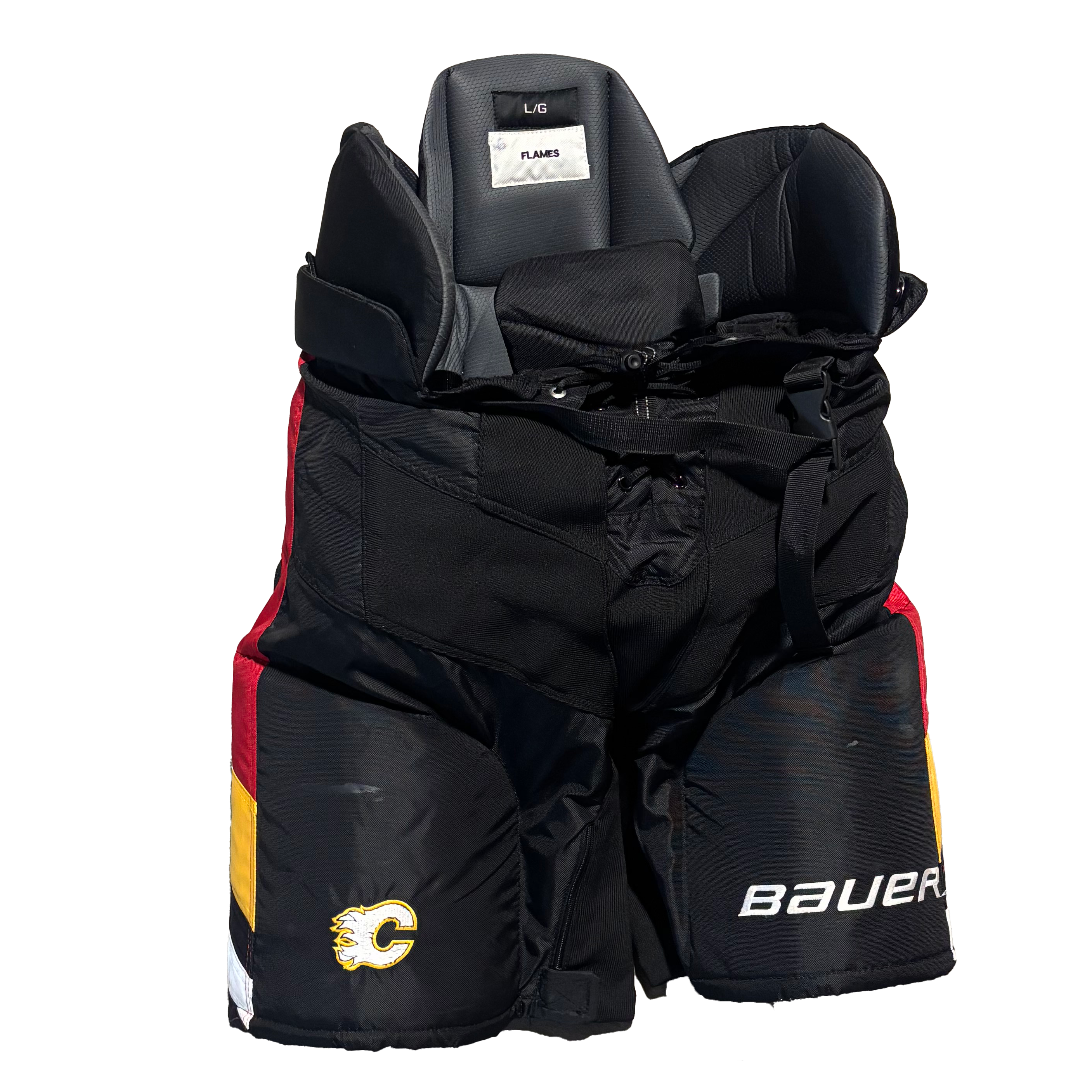 Bauer Nexus - Used NHL Pro Stock Hockey Pants - Calgary Flames (Reverse Retro Black/Red/Yellow)